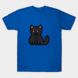 Pixel Art Cute Black Cat T-Shirt